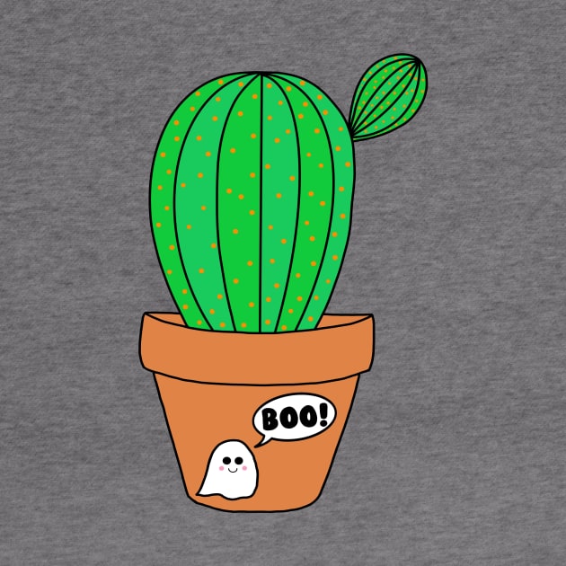 Cute Cactus Design #130: Cute Cactus In Halloween Ghost Terra-Cotta Pot by DreamCactus